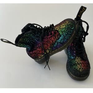 Rainbow Metallic Suede Leather Side‎ Zip Lace Up 1460 Dr. Martens Size Toddler 9